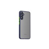 KZY İletişim Samsung Galaxy A14 Kapak Kamera Korumalı Kenarlı Renkli Düğmeli Arkası Mat Silikon Kılıf - Lacivert