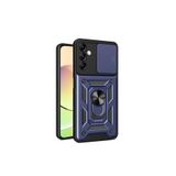 KZY İLETİŞİM Samsung Galaxy A14 Kapak Lens Sürgülü Kamera Korumalı Yüzüklü Stantlı Tank Kılıf - Lacivert