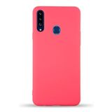 KZY İletişim Samsung Galaxy A20S ile Uyumlu Kapak ile Uyumlu İçi Kadife Lansman Silikon Kılıf - Neon Pembe