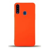 KZY İletişim Samsung Galaxy A20S ile Uyumlu Kapak ile Uyumlu İçi Kadife Lansman Silikon Kılıf - Turuncu
