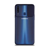 Kzy İletişim Samsung Galaxy A20S ile Uyumlu Kapak Lensi Açılır Kapanır Kamera Korumalı Silikon Kılıf - Lacivert