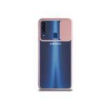Kzy İletişim Samsung Galaxy A20S ile Uyumlu Kapak Lensi Açılır Kapanır Kamera Korumalı Silikon Kılıf - Pudra