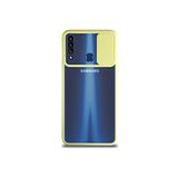 Kzy İletişim Samsung Galaxy A20S ile Uyumlu Kapak Lensi Açılır Kapanır Kamera Korumalı Silikon Kılıf - Sarı