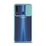 Kzy İletişim Samsung Galaxy A20S ile Uyumlu Kapak Lensi Açılır Kapanır Kamera Korumalı Silikon Kılıf - Turkuaz