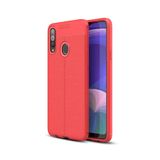 KZY İletişim-Samsung Galaxy A20s ile Uyumlu Kılıf Darbe Korumalı Deri Görünümlü Silikon Arka Kapak - Kırmızı (Kırmızı)