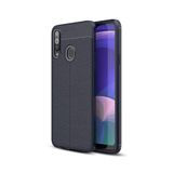 KZY İletişim-Samsung Galaxy A20s ile Uyumlu Kılıf Darbe Korumalı Deri Görünümlü Silikon Arka Kapak - Lacivert (Lacivert)