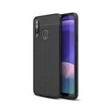 KZY İletişim-Samsung Galaxy A20s ile Uyumlu Kılıf Darbe Korumalı Deri Görünümlü Silikon Arka Kapak - Siyah (Siyah)