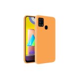KZY İletişim Samsung Galaxy A21s ile Uyumlu Kapak ile Uyumlu İçi Kadife Soft Logosuz Lansman Silikon Kılıf - Turuncu