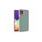 KZY İletişim Samsung Galaxy A22 4G ile Uyumlu Kapak Metal Kamera Korumalı Arkası Şeffaf Silikon Kılıf - Rose Gold