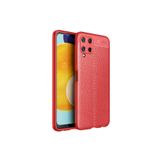KZY İletişim-Samsung Galaxy A22 ile Uyumlu Kılıf Darbe Korumalı Deri Görünümlü Silikon Arka Kapak - Kırmızı (KIRMIZI)