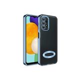 KZY İletişim Samsung Galaxy A23 ile uyumlu Kapak ile uyumlu Yanları Renkli Lens Korumalı Logo Gösteren Luxury Silikon Kılıf - Mavi