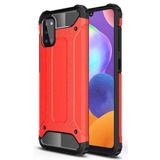 KZY İletişim-Samsung Galaxy A31 ile Uyumlu Kapak Çift Katmanlı Zırh Tank Kılıf - Kırmızı (KIRMIZI)