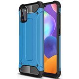 KZY İletişim-Samsung Galaxy A31 ile Uyumlu Kapak Çift Katmanlı Zırh Tank Kılıf - Mavi (Mavi)