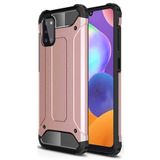 KZY İletişim-Samsung Galaxy A31 ile Uyumlu Kapak Çift Katmanlı Zırh Tank Kılıf - Rose Gold (ROSE GOLD)