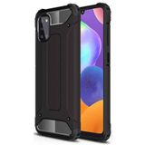 KZY İletişim-Samsung Galaxy A31 ile Uyumlu Kapak Çift Katmanlı Zırh Tank Kılıf - Siyah (SİYAH)