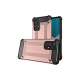 KZY İletişim-Samsung Galaxy A33 5G ile Uyumlu Kapak Çift Katmanlı Zırh Tank Kılıf - Rose Gold (Rose Gold)