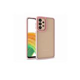 KZY İletişim Samsung Galaxy A33 5G ile Uyumlu Kapak Metal Kamera Korumalı Arkası Şeffaf Silikon Kılıf - Rose Gold