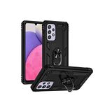 KZY İletişim Samsung Galaxy A33 5G ile Uyumlu Kapak Military Yüzüklü Stantlı Panzer Tank Kılıf - Siyah