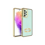 KZY İletişim Samsung Galaxy A33 ile uyumlu Kapak ile uyumlu Yanları Renkli Lens Korumalı Logo Gösteren Luxury Silikon Kılıf - Gold