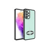 KZY İletişim Samsung Galaxy A33 ile uyumlu Kapak ile uyumlu Yanları Renkli Lens Korumalı Logo Gösteren Luxury Silikon Kılıf - Siyah