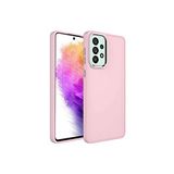 KZY İletişim Samsung Galaxy A33 ile Uyumlu Kapak Renkli Metal Kamera Çerçeveli İçi Kadife Lasnman Kılıf - Pembe