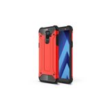 KZY İletişim-Samsung Galaxy A6 Plus 2018 ile Uyumlu Kapak Çift Katmanlı Zırh Tank Kılıf - Kırmızı (KIRMIZI)