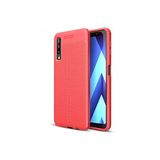 KZY İletişim-Samsung Galaxy A7 2018 ile Uyumlu Kılıf Darbe Korumalı Deri Görünümlü Silikon Arka Kapak - Kırmızı (Kırmızı)