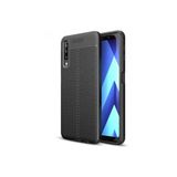 KZY İletişim-Samsung Galaxy A7 2018 ile Uyumlu Kılıf Darbe Korumalı Deri Görünümlü Silikon Arka Kapak - Siyah (Siyah)