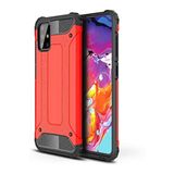 KZY İletişim-Samsung Galaxy A71 ile Uyumlu Kapak Çift Katmanlı Zırh Tank Kılıf - Kırmızı (KIRMIZI)