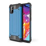 KZY İletişim-Samsung Galaxy A71 ile Uyumlu Kapak Çift Katmanlı Zırh Tank Kılıf - Mavi (Mavi)