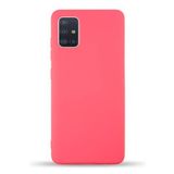 KZY İletişim Samsung Galaxy A71 ile Uyumlu Kapak ile Uyumlu İçi Kadife Lansman Silikon Kılıf - Neon Pembe