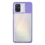 Kzy İletişim Samsung Galaxy A71 ile Uyumlu Kapak Lensi Açılır Kapanır Kamera Korumalı Silikon Kılıf - Lila