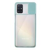 Kzy İletişim Samsung Galaxy A71 ile Uyumlu Kapak Lensi Açılır Kapanır Kamera Korumalı Silikon Kılıf - Turkuaz