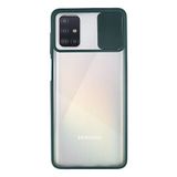 Kzy İletişim Samsung Galaxy A71 ile Uyumlu Kapak Lensi Açılır Kapanır Kamera Korumalı Silikon Kılıf - Yeşil