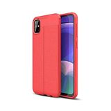 KZY İletişim-Samsung Galaxy A71 ile Uyumlu Kılıf Darbe Korumalı Deri Görünümlü Silikon Arka Kapak - Kırmızı (Kırmızı)