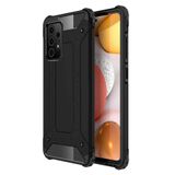 KZY İletişim-Samsung Galaxy A72 ile Uyumlu Kapak Çift Katmanlı Zırh Tank Kılıf - Siyah (SİYAH)