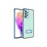 KZY İletişim Samsung Galaxy A73 ile uyumlu Kapak ile uyumlu Yanları Renkli Lens Korumalı Logo Gösteren Luxury Silikon Kılıf - Mavi