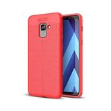KZY İletişim-Samsung Galaxy A8 Plus 2018 ile Uyumlu Kılıf Darbe Korumalı Deri Görünümlü Silikon Arka Kapak - Kırmızı (Kırmızı)
