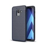 KZY İletişim-Samsung Galaxy A8 Plus 2018 ile Uyumlu Kılıf Darbe Korumalı Deri Görünümlü Silikon Arka Kapak - Lacivert (Lacivert)