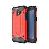 KZY İletişim-Samsung Galaxy J4 ile Uyumlu Kapak Çift Katmanlı Zırh Tank Kılıf - Kırmızı (KIRMIZI)