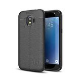 KZY İletişim-Samsung Galaxy J4 ile Uyumlu Kılıf Darbe Korumalı Deri Görünümlü Silikon Arka Kapak - Siyah (Siyah)