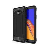 KZY İletişim-Samsung Galaxy J4 Plus ile Uyumlu Kapak Çift Katmanlı Zırh Tank Kılıf - Siyah (SİYAH)