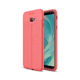 KZY İletişim-Samsung Galaxy J4 Plus ile Uyumlu Kılıf Darbe Korumalı Deri Görünümlü Silikon Arka Kapak - Kırmızı (Kırmızı)