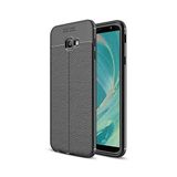 KZY İletişim-Samsung Galaxy J4 Plus ile Uyumlu Kılıf Darbe Korumalı Deri Görünümlü Silikon Arka Kapak - Siyah (Siyah)