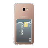 KZY İLETİŞİM Samsung Galaxy J4 Plus Kapak Kamera Korumalı Kartlıklı Darbe Emici Özellikli Şeffaf Silikon Kılıf