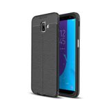 KZY İletişim-Samsung Galaxy J6 Plus ile Uyumlu Kılıf Darbe Korumalı Deri Görünümlü Silikon Arka Kapak - Siyah (Siyah)