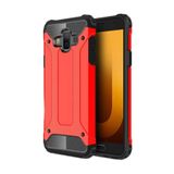 KZY İletişim-Samsung Galaxy J7 Duo ile Uyumlu Kapak Çift Katmanlı Zırh Tank Kılıf - Kırmızı (KIRMIZI)
