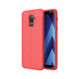 KZY İletişim-Samsung Galaxy J8 ile Uyumlu Kılıf Darbe Korumalı Deri Görünümlü Silikon Arka Kapak - Kırmızı (Kırmızı)