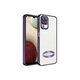 KZY İletişim Samsung Galaxy M12 ile uyumlu Kapak ile uyumlu Yanları Renkli Lens Korumalı Logo Gösteren Luxury Silikon Kılıf - Mor
