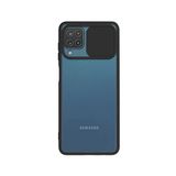Kzy İletişim Samsung Galaxy M12 ile Uyumlu Kapak Lensi Açılır Kapanır Kamera Korumalı Silikon Kılıf - Siyah